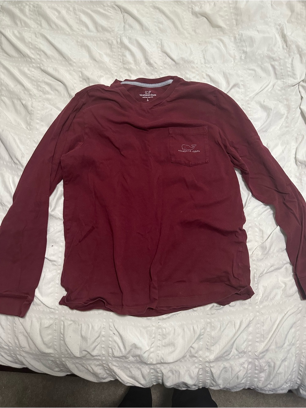 Vineyard Vines Boys' Long-Sleeve Pocket Tee in Burgundy